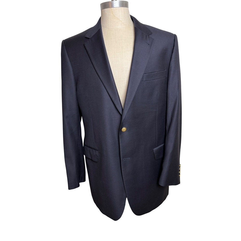 Jos. A. Bank Signature Collection Navy Blue 100% Wool Blazer Gold Buttons 44L